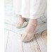 Splicing Green Embroideried Oriental  Buckle Strap Wedge High Wedge Heels Shoes