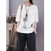 Cotton Flower Printed Round Neck Artsy Thin T  Shirt for Women