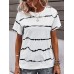 Stripe Print Short Sleeve O  neck Loose Casual T  Shirt For Women