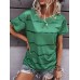Stripe Print Short Sleeve O  neck Loose Casual T  Shirt For Women